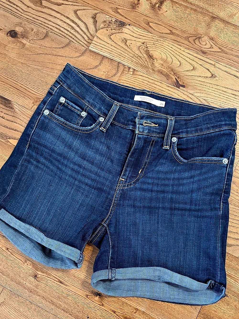 Levi's Cuffed Denim Jean Shorts in Blue